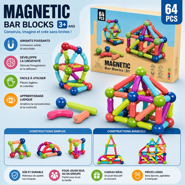 Jeu de construction magnétique – 64 pièces 🧲